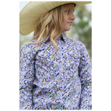 Cruel Girl Girls' Long Sleeve Western Snap Shirt - Lilac Print
