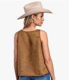 Roper Women's Camel Suede Belt Buckle Sleeveless Shirt