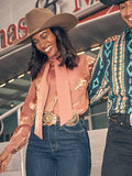 WOMEN'S SHIMMER TIE NECK BLOUSE