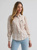 WOMEN'S SMOCKED SLEEVE WESTERN SNAP BLOUSE