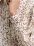 WOMEN'S SMOCKED SLEEVE WESTERN SNAP BLOUSE