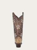 Circle G Women's Sand Inlay and Embroidery Snip Toe Cowboy Boots