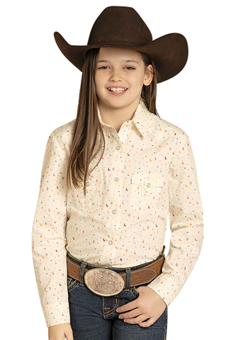 Panhandle Slim Long Sleeve Cowgirl Print Snap Shirt