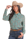 Panhandle Women's Horseshoe Print Button Front Shirt