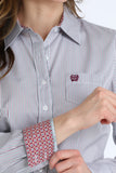 Cinch Ladies Long Sleeve Striped Tencel Blouse
