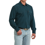 Cinch Men's Teal Paisley Print Snap Button Shirt