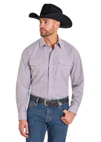 Panhandle Men's Long Sleeve 2 Pocket Striped Shirt
