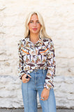 Howdy Hanny Women's Cowboy Stamp Snap Shirt