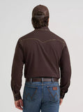Wrangler Men's Retro® Premium Western Snap Solid Shirt in Bark