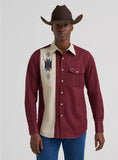 Wrangler Men's Vintage-Inspired Contrast Band Western Snap Shirt
