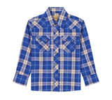 Wrangler Boys Retro Long Sleeve Blue Plaid Snap Shirt