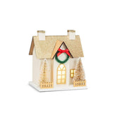 Small Gold Glitter House with LED-3.5x4.5"W
