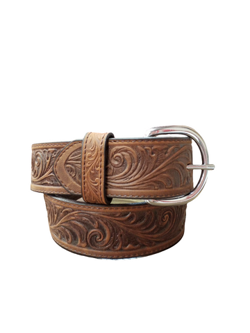 Justin Western Scroll Leather Belt