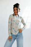 Coastal Cowgirl Sheer Mock Neck Top: Medium/Large