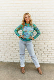 TH1221 TURQ COWGIRL COLLAGE  MESH TOP (7 PIECE)