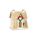 Small Gold Glitter House with LED-3.5x4.5"W