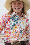 Cruel Girl Girls' Cream Print Long Sleeve Snap Shirt