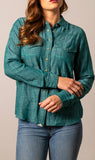 Kimes Women's Lacy Long Sleeve Pearl Snap Shirt