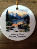 Mountain and Lake Christmas Ornament - Cowboy Shop