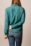 Kimes Women's Lacy Long Sleeve Pearl Snap Shirt