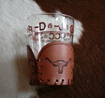 15 oz Double Old Fashioned Glasses w/ Tooled Leather Coasters- S