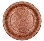 Floral Tooled Leather Dinner Plates