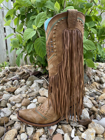 Corral Fringe Boot w Crystals